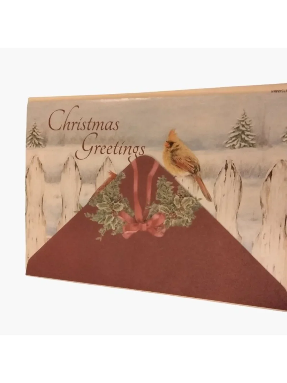 Christmas Greeting Card Cardinals Wreath Peace Country June Shasky